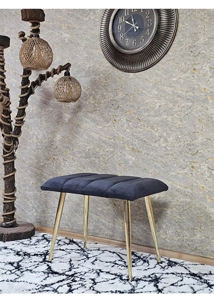 Gold Sivriltme Ayaklı 60 cm Puf Bench - Puf - Bench - Oturak - Mutfak Oturağı - Antre Oturağı Füme Renk 60 x 40 Boyut/ebat