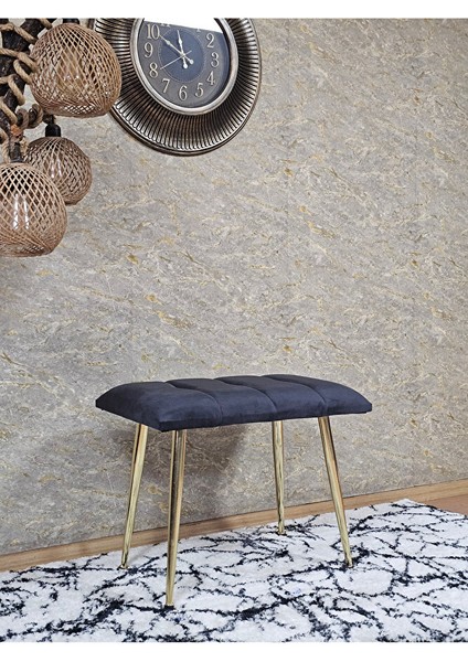Gold Sivriltme Ayaklı 60 cm Puf Bench - Puf - Bench - Oturak - Mutfak Oturağı - Antre Oturağı Füme Renk 60 x 40 Boyut/ebat modelleri