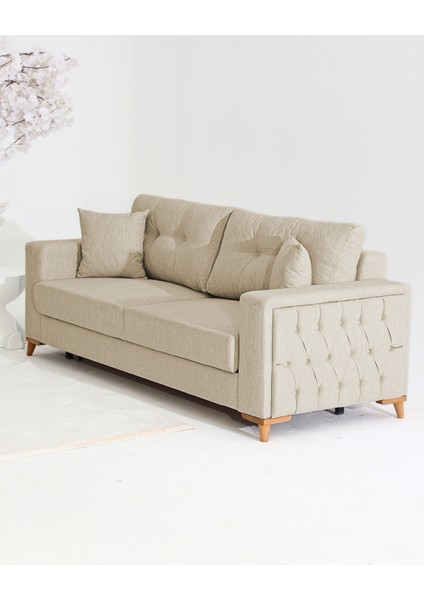 Nola Koltuk Takımı 3+3+3 & Bazalı Yataklı Koltuk & Kanepe - Açık Krem indirimleri
