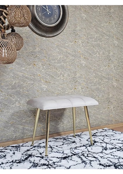Gold Sivriltme Ayaklı 60 cm Puf Bench - Puf - Bench - Oturak - Mutfak Oturağı - Antre Oturağı Krem Renk 60 x 40 Boyut/ebat modelleri
