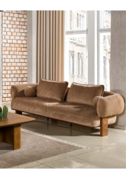 Bella Bohem Üç Adet Üçlü Kanepe & 3'lü Koltuk (3+3+3) - Kahve