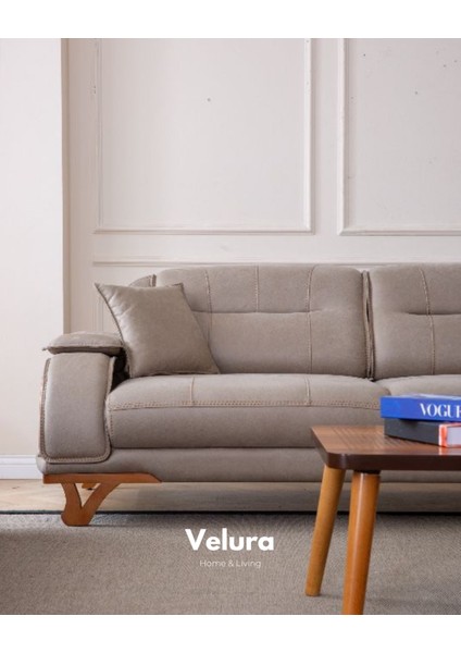 Berra Sırt Mekanizmalı Üç Adet Üçlü Kanepe & 3'lü Koltuk (3+3+3) - Koyu Krem fiyatları