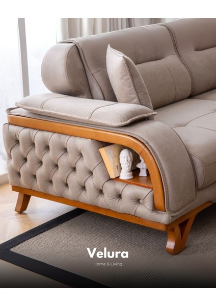 Berra Sırt Mekanizmalı Üç Adet Üçlü Kanepe & 3'lü Koltuk (3+3+3) - Koyu Krem modelleri