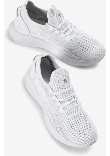 Unisex Beyaz Termo Taban Şerit Detaylı Bağcıklı Triko Spor Ayakkabı modelleri