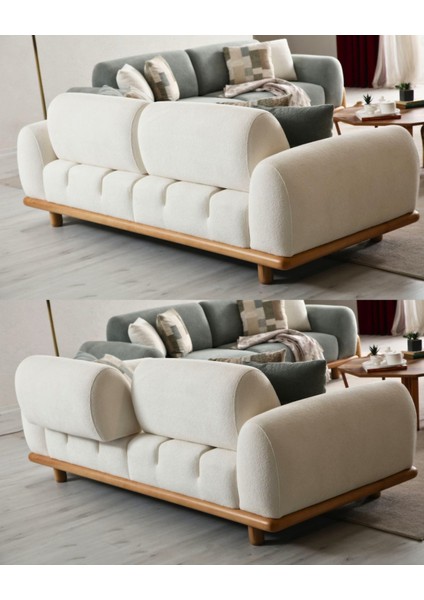 Senna Sırt Mekanizmalı Bohem 3 Adet Üçlü Kanepe & 3'lü Koltuk (3+3+3) - Krem fiyatları