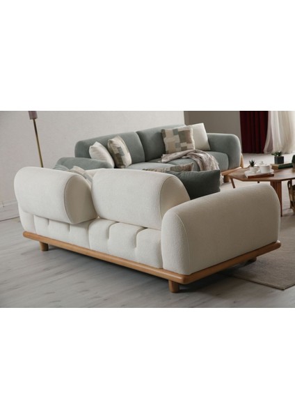 Senna Sırt Mekanizmalı Bohem 3 Adet Üçlü Kanepe & 3'lü Koltuk (3+3+3) - Krem fırsatları