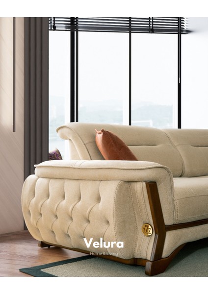 Milda Sırt Mekanizmalı Üç Adet Üçlü Kanepe & 3'lü Koltuk (3+3+3) - Krem modelleri