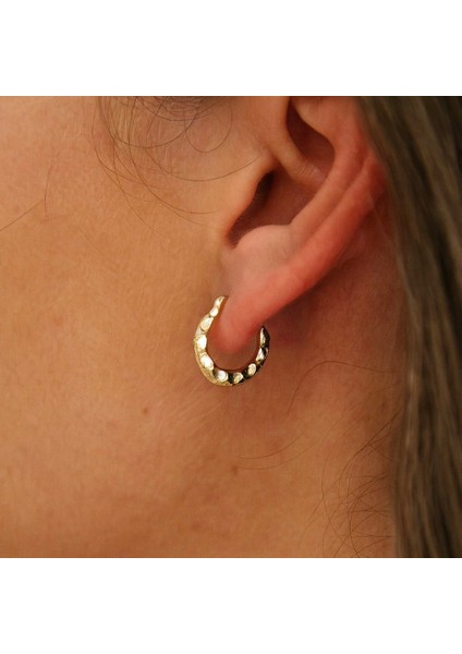 14 Ayar Altın Bombeli Halka Küpe