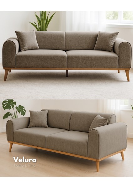 Valo Sırt Mekanizmalı 3 Adet Üçlü Kanepe & 3'lü Koltuk (3+3+3) - Krem