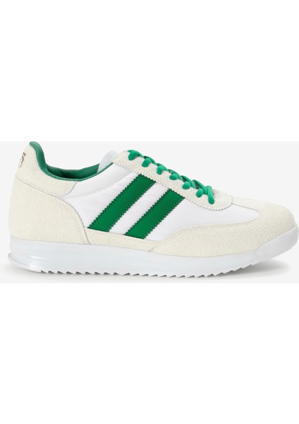 Unisex Beyaz Yeşil Termo Taban Çift Şeritli Bağcıklı Spor Ayakkabı fiyatları