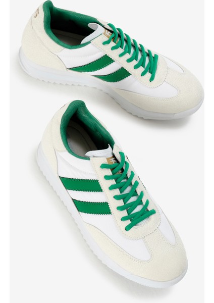 Unisex Beyaz Yeşil Termo Taban Çift Şeritli Bağcıklı Spor Ayakkabı modelleri