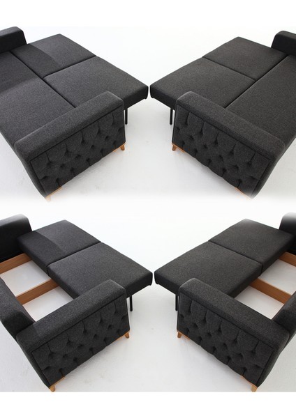 Nola Koltuk Takımı 3+3+3 & Bazalı Yataklı Koltuk & Kanepe - Antrasit fiyatları