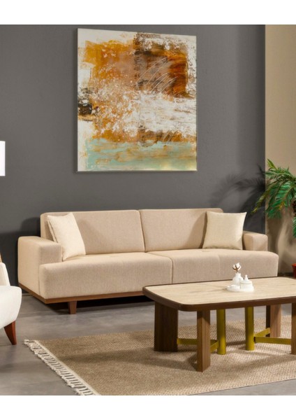 Roma Sırt Mekanizmalı 3 Adet Üçlü Kanepe & 3'lü Koltuk (3+3+3) - Krem