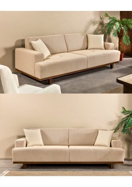 Roma Sırt Mekanizmalı 3 Adet Üçlü Kanepe & 3'lü Koltuk (3+3+3) - Krem fiyatları