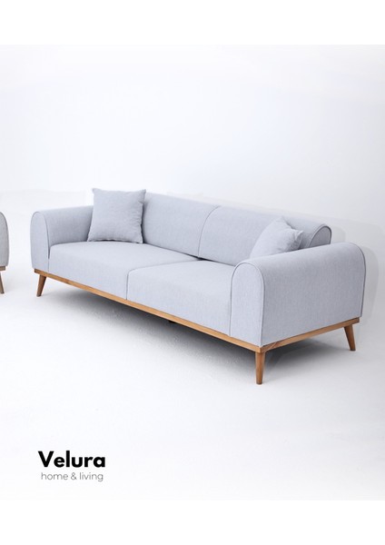 Valo Sırt Mekanizmalı 3 Adet Üçlü Kanepe & 3'lü Koltuk (3+3+3) - Gri