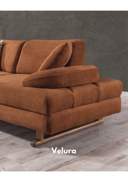 Sultan Sırt Mekanizmalı ve Bazalı 3 Adet Üçlü Kanepe & 3'lü Koltuk (3+3+3) - Kiremit fiyatları