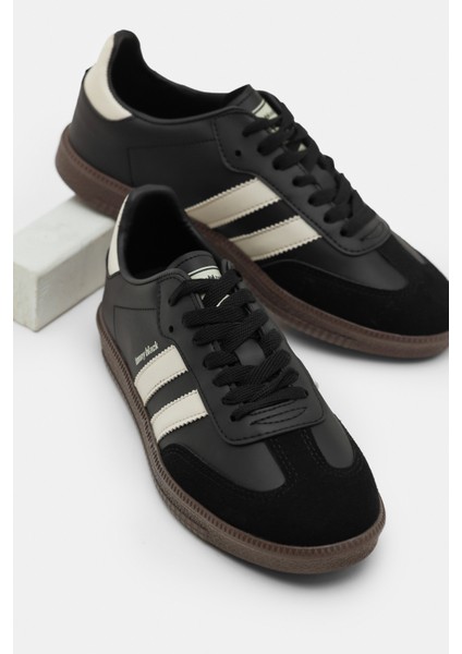 Unisex Siyah Bej Termo Taban Yanı Şeritli Bağcıklı Spor Ayakkabı indirimleri