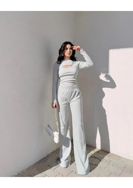 Pencereli Detaylı Alt Üst Takım Gri W3864 modelleri