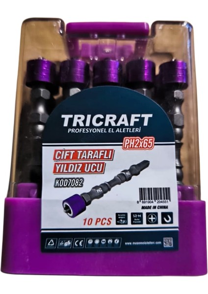 Trıcraft Mıknatıs Uçlu Bits Uç Çift Yönlü 10 Adet PH2X65MM fiyatları
