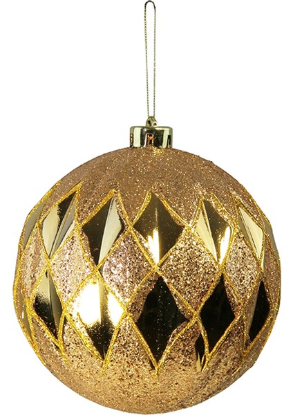 Yılbaşı Süsü Baklava Desenli Top Bakır 15 cm