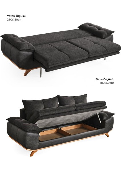 Azir Yataklı ve Bazalı Üç Adet Üçlü Kanepe & 3'lü Koltuk (3+3+3) - Gri fiyatları