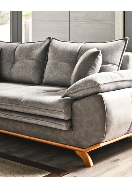 Azir Yataklı ve Bazalı Üç Adet Üçlü Kanepe & 3'lü Koltuk (3+3+3) - Gri modelleri