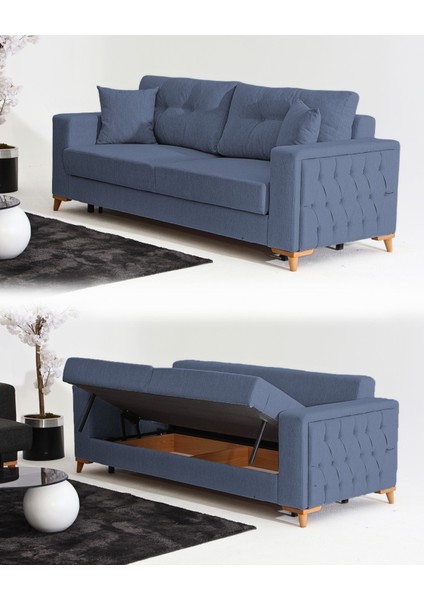 Nola Koltuk Takımı 3+3+3 & Bazalı Yataklı Koltuk & Kanepe - Mavi fiyatları