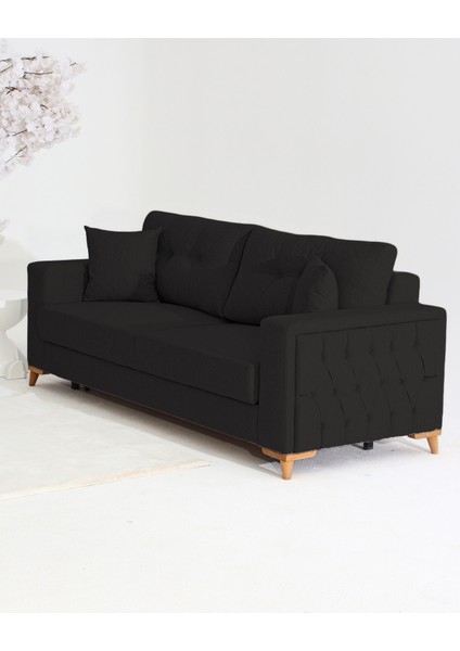 Nola Koltuk Takımı 3+3+3 & Bazalı Yataklı Koltuk & Kanepe - Siyah indirimleri