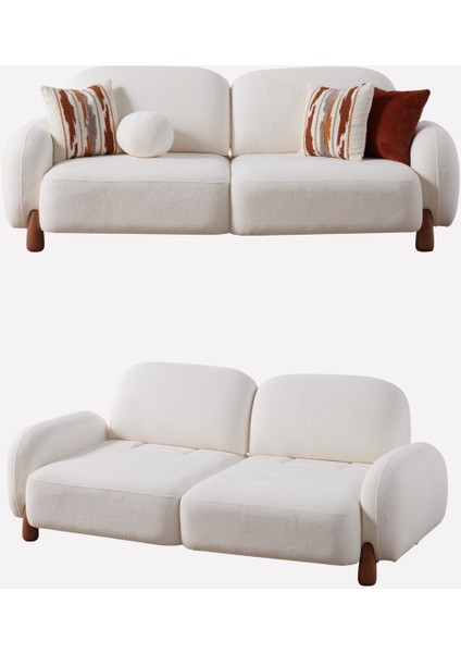 Piedra Sırt Mekanizmalı 3 Adet Üçlü Kanepe & 3'lü Koltuk (3+3+3) - Beyaz fırsatları