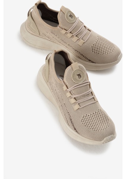 Unisex Bej Termo Taban Şerit Detaylı Bağcıklı Triko Spor Ayakkabı modelleri