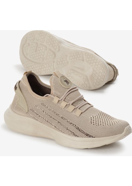 Unisex Bej Termo Taban Şerit Detaylı Bağcıklı Triko Spor Ayakkabı fırsatları