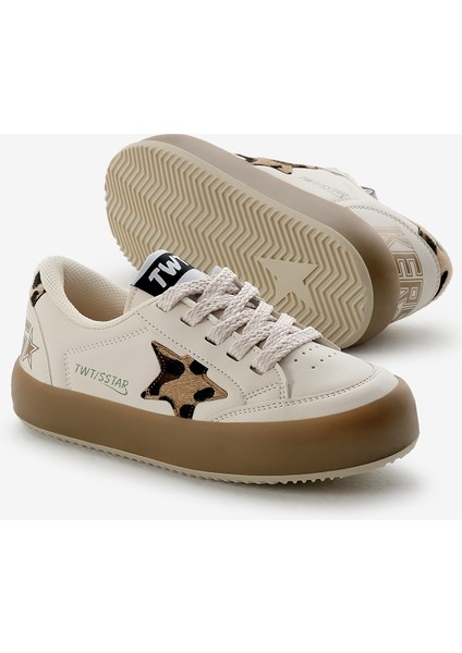 Çocuk Unisex Bej Leopar Termo Taban Yıldız Detaylı Bağcıklı ve Cırtlı Spor Ayakkabı fırsatları