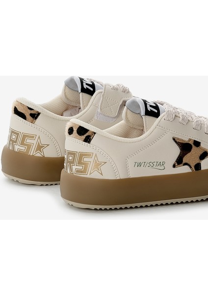 Çocuk Unisex Bej Leopar Termo Taban Yıldız Detaylı Bağcıklı ve Cırtlı Spor Ayakkabı indirimleri