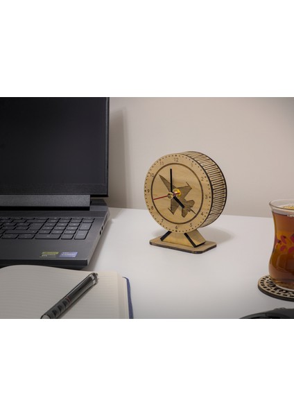 Ahşap Masa Saati Hediyelik Ofis Masa Saati Özelleştirilebilir Figürlü Masa Saati
