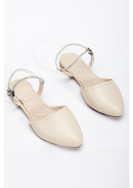 Kadın Bej Taş Halat Detaylı Babet modelleri