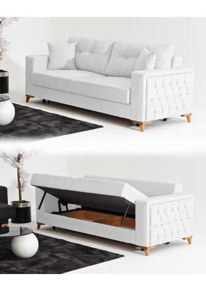 Nola Koltuk Takımı 3+3+3 & Bazalı Yataklı Koltuk & Kanepe - Beyaz fiyatları