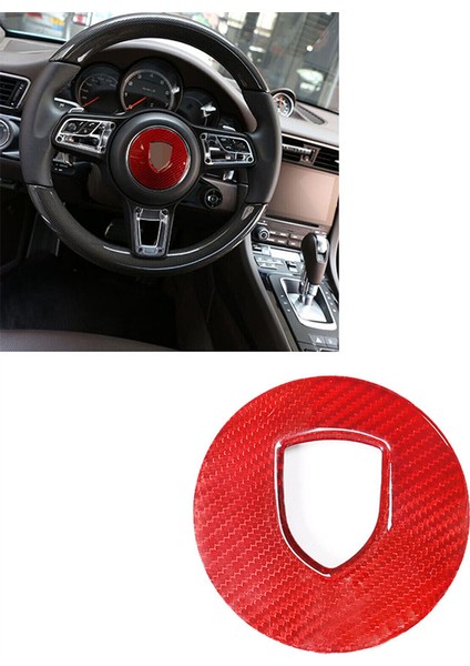 Porsche 911 Panamera Cayenne Boxster 718 2019-2023 Logo Daire Çıkartması Için Kırmızı Karbon Fiber Direksiyon Simidi Kılıfı Döşemesi (Yurt Dışından) modelleri