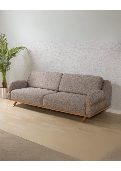 Focus Sırt Mekanizmalı Üç Adet Üçlü Kanepe & Yataklı 3'lü Koltuk (3+3+3) - Kahve