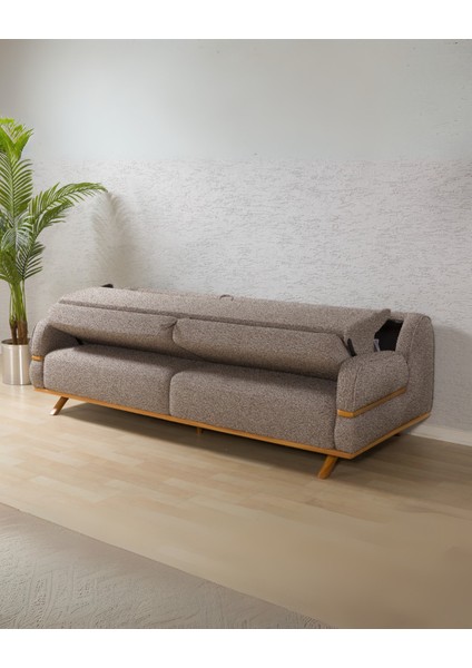 Focus Sırt Mekanizmalı Üç Adet Üçlü Kanepe & Yataklı 3'lü Koltuk (3+3+3) - Kahve modelleri