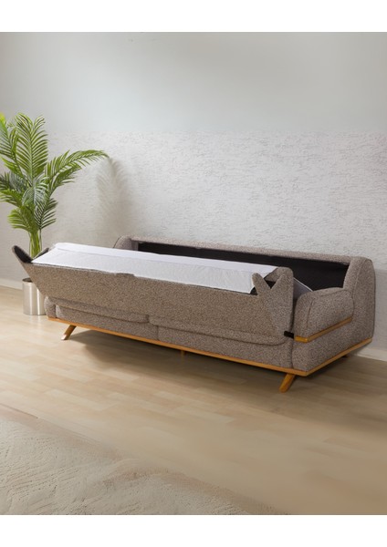 Focus Sırt Mekanizmalı Üç Adet Üçlü Kanepe & Yataklı 3'lü Koltuk (3+3+3) - Kahve indirimleri