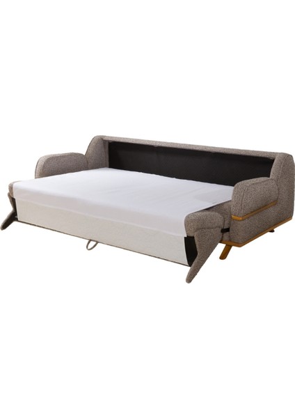Focus Sırt Mekanizmalı Üç Adet Üçlü Kanepe & Yataklı 3'lü Koltuk (3+3+3) - Kahve