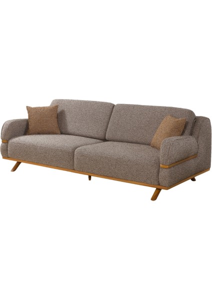 Focus Sırt Mekanizmalı Üç Adet Üçlü Kanepe & Yataklı 3'lü Koltuk (3+3+3) - Kahve