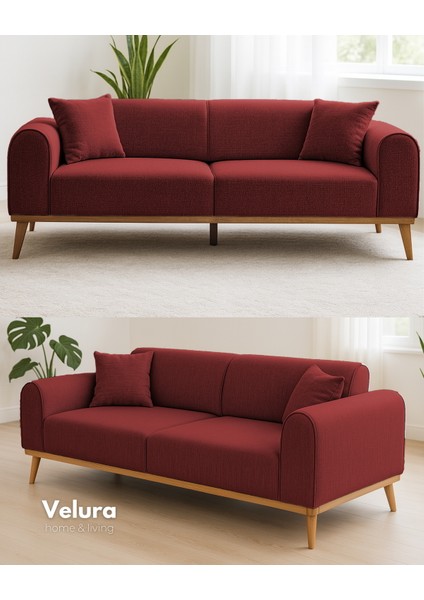 Valo Sırt Mekanizmalı 3 Adet Üçlü Kanepe & 3'lü Koltuk (3+3+3) - Kırmızı