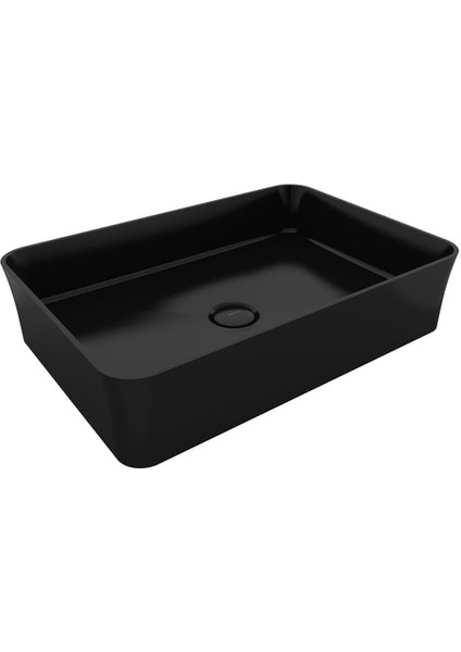 Bocchi Slim Line Dikdörtgen Ince Kenar Lavabo 55 x 38 cm Parlak Siyah