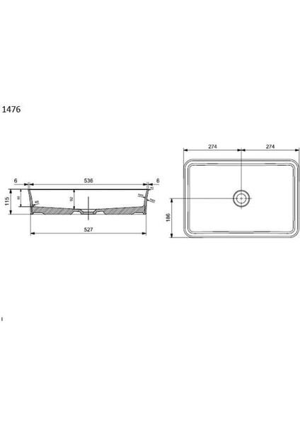Bocchi Slim Line Dikdörtgen Ince Kenar Lavabo 55 x 38 cm Parlak Siyah fiyatları