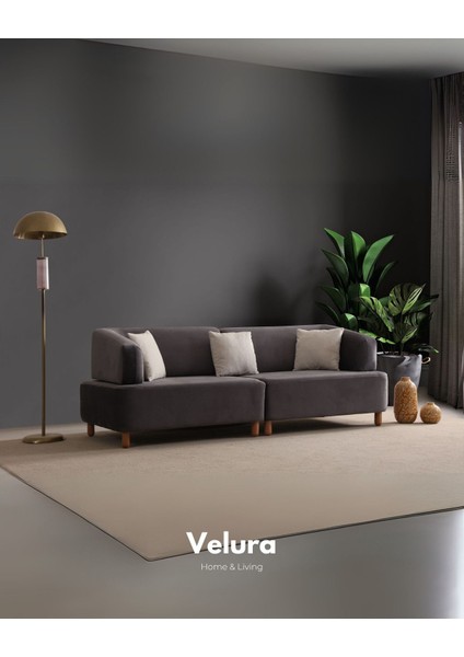 Chery Sırt Mekanizmalı Üç Adet Üçlü Kanepe & 3'lü Koltuk (3+3+3) - Antrasit