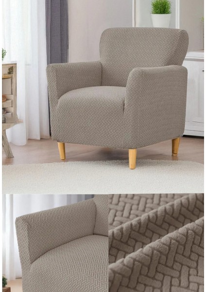 Jakarlı Tuğla Desen Koltuk Örtüsü Çekyat Kanepe Kılıfı, Berjer Kılıfı Lastikli Kayma Yapmayan Tekli