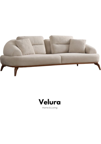 Vino Sırt Mekanizmalı 3 Adet Üçlü Kanepe & 3'lü Koltuk (3+3+3) - Krem fiyatları