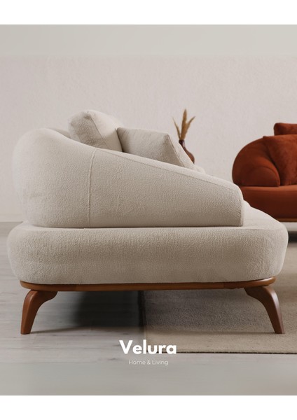 Vino Sırt Mekanizmalı 3 Adet Üçlü Kanepe & 3'lü Koltuk (3+3+3) - Krem fırsatları