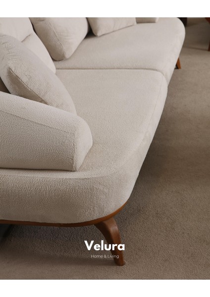 Vino Sırt Mekanizmalı 3 Adet Üçlü Kanepe & 3'lü Koltuk (3+3+3) - Krem